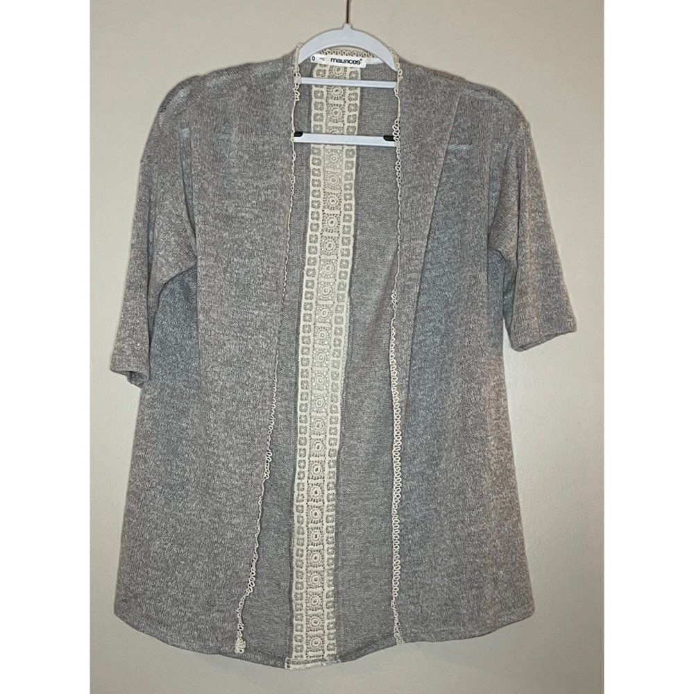 Maurices Gray Open Front Open Knit Cardigan Sz‎ 0